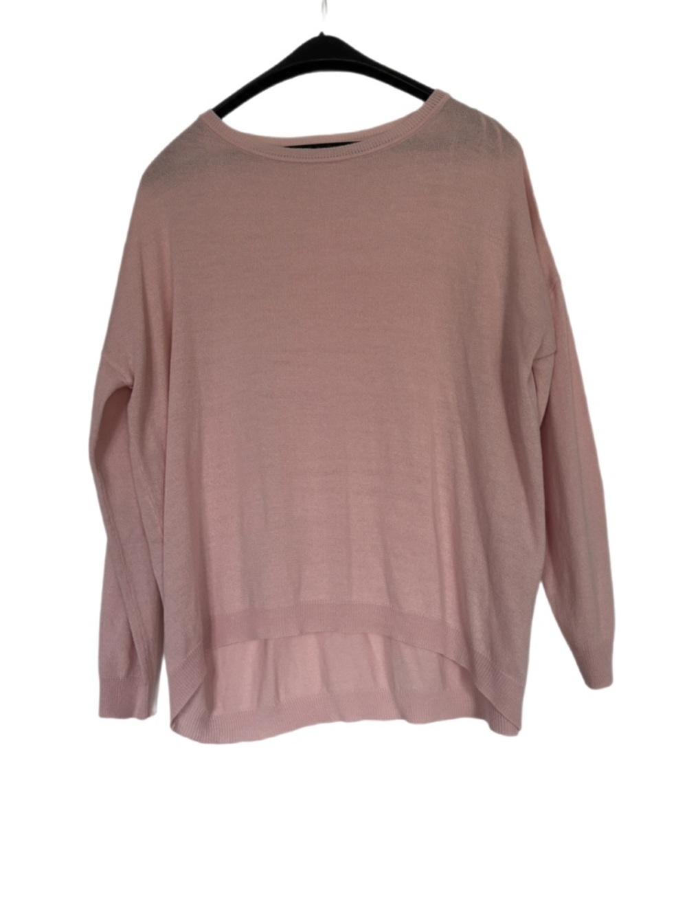 Light pink european knit sweater with high‑low hem eu 46 xl